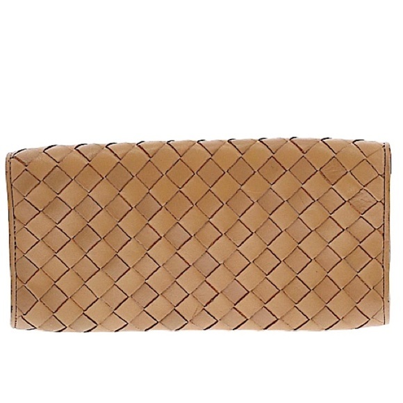 Michael Kors Tan Basketweave Snap Closure Genuine Leather Hand Underarm Clutch - Picture 2 of 4